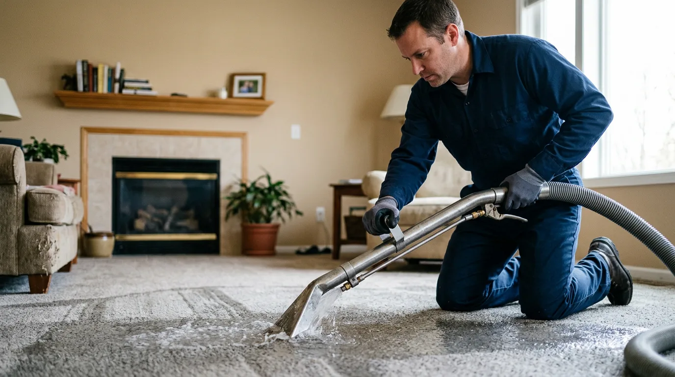 Water damage restoration technician working near Haslet, TX